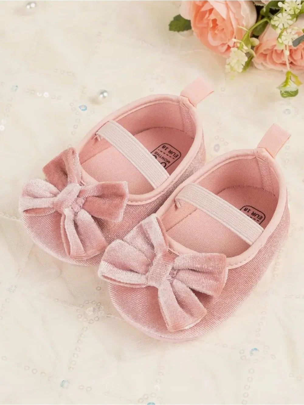 Front Bow Velvety Baby Shoes
